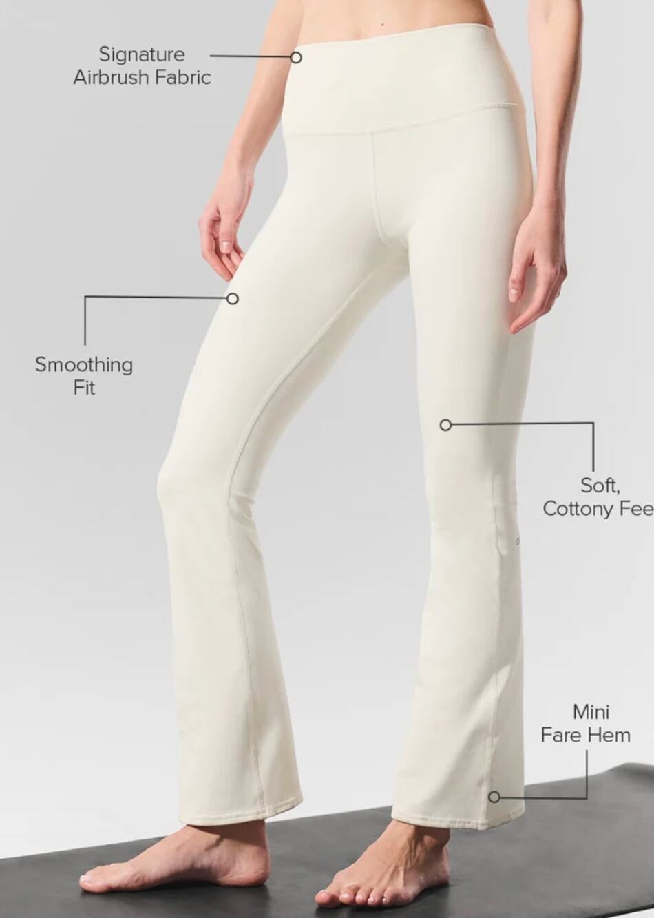 ALO Yoga Womens Airbrush High Waist 7/8 Bootcut Legging Ivory Size Medium Short